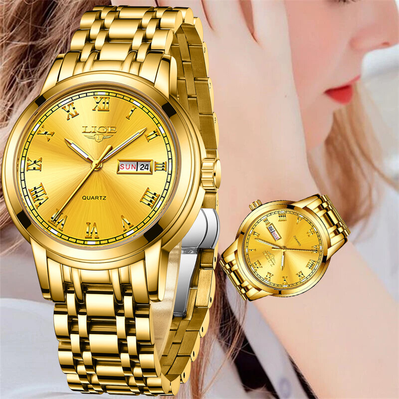 2023 LIGE Fashion Ladies Watch Brand Ladies Creative Steel Women bracciale orologi orologi impermeabili femminili Relogio Feminino + BOX
