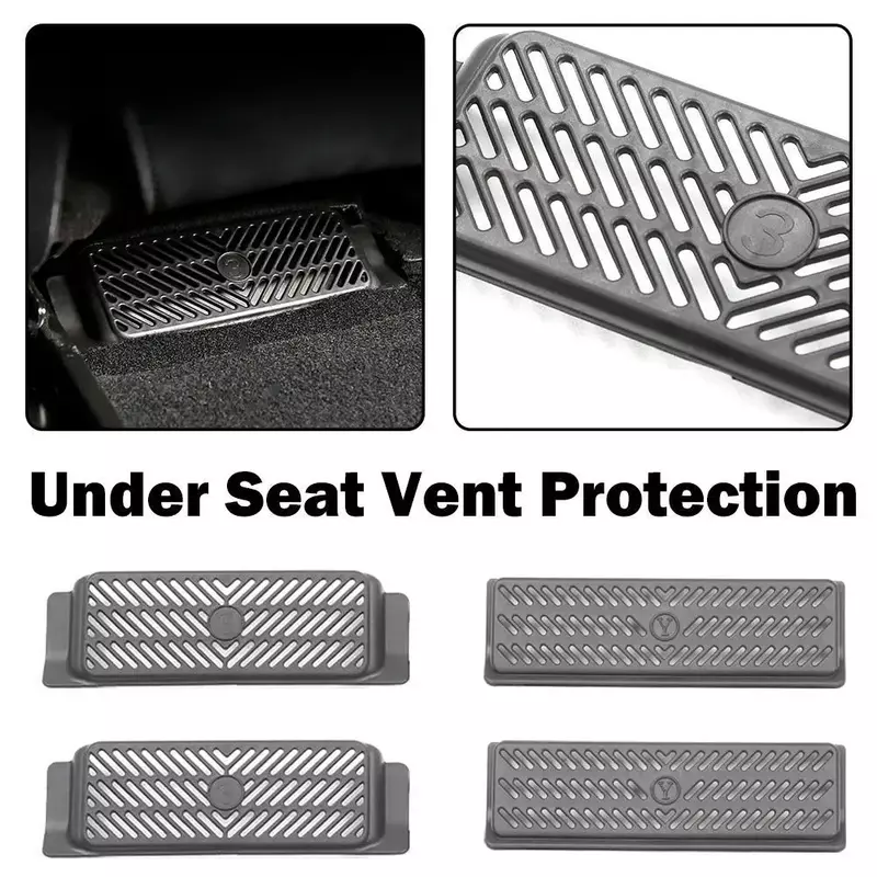 Sob o assento traseiro Air Vent Proteger Capa, Anti-Bloqueio Backseat Outlet Grille Protector, Fit para Tesla Y, 2023, 2022, 2021