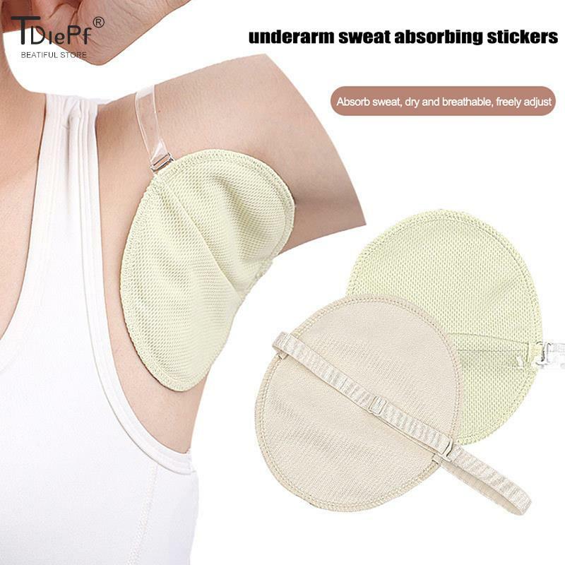 1pair Armpit Sweat Pads Underarm Sweat Shield Pad washable Armpit Sweat Absorbing Guards Shoulder Strap Skin Color