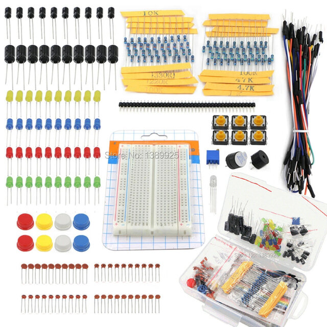 Kit pemula proyek DIY untuk Arduino UNO R3, Set komponen elektronik DIY dengan 830/400 titik dasi papan sirkuit