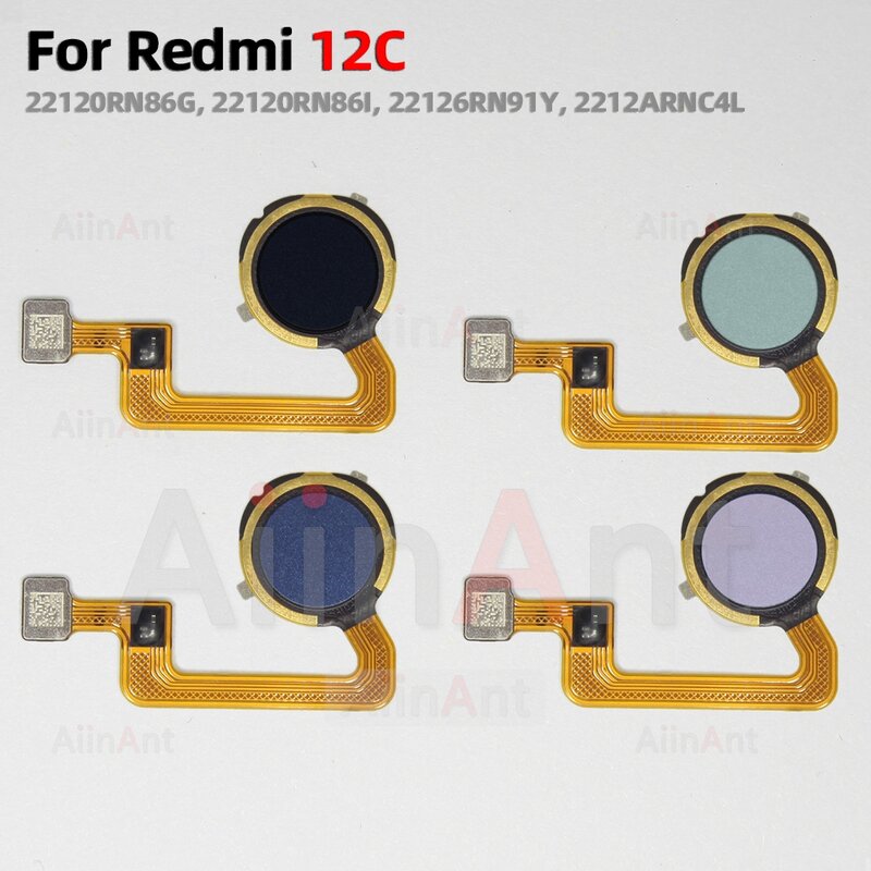 Home Back Side Power Button Touch ID Finger Scanner Fingerprint Sensor Flex Cable For Xiaomi Redmi 12 12C 13C 12R 4G 5G Parts