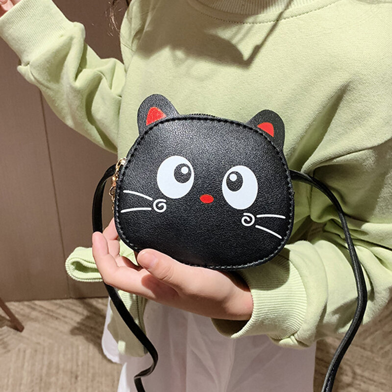 Tas tangan anak perempuan bayi putri Mini kucing imut Fashion tas selempang bahu kecil kulit PU dompet koin anak