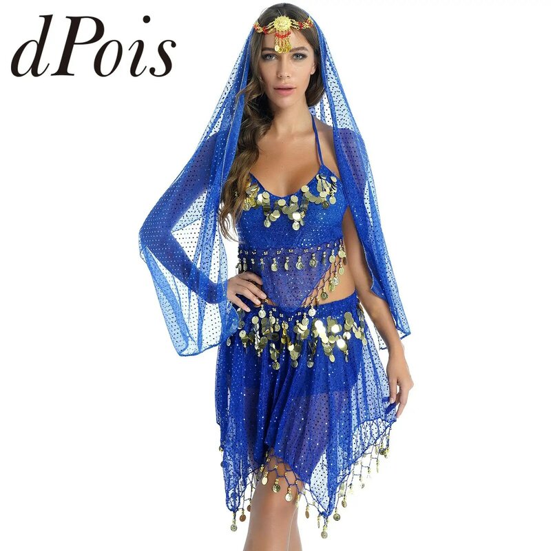 Set kostum tari perut wanita kostum tari perut Mesir gaun Bellydance wanita Oriental