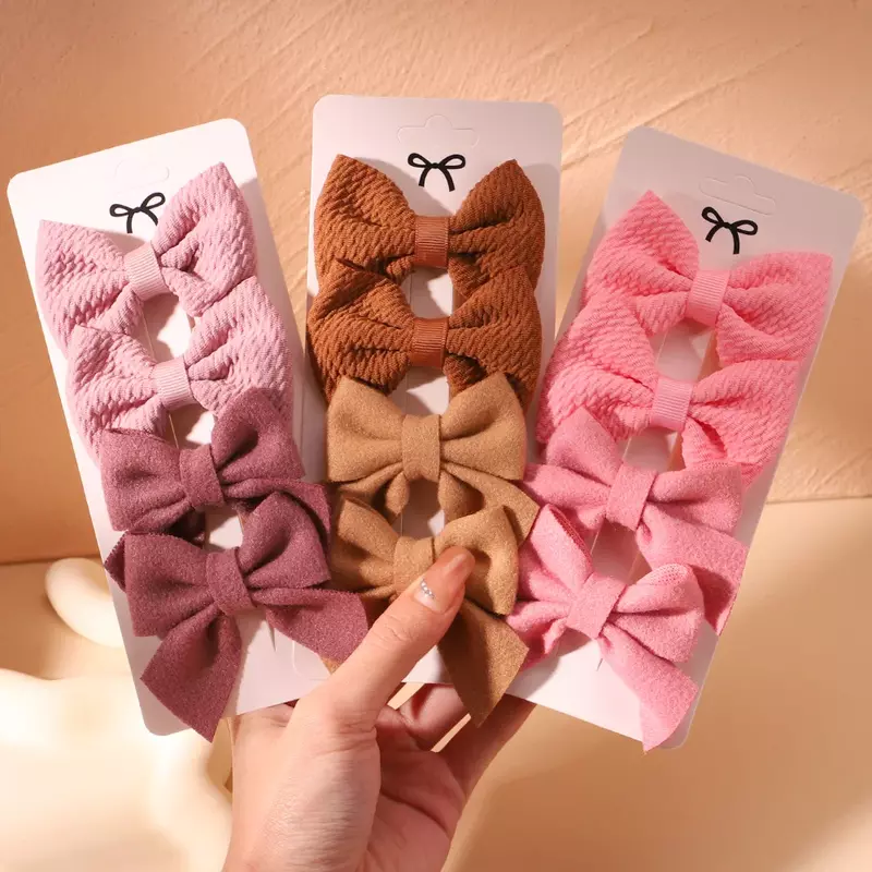 4Pcs Cute Solid Bows Hair Clips for Kids Hairpin Infant Barrettes Handmade Headwear Baby Girl Hair Accessories Gifts Wholesale