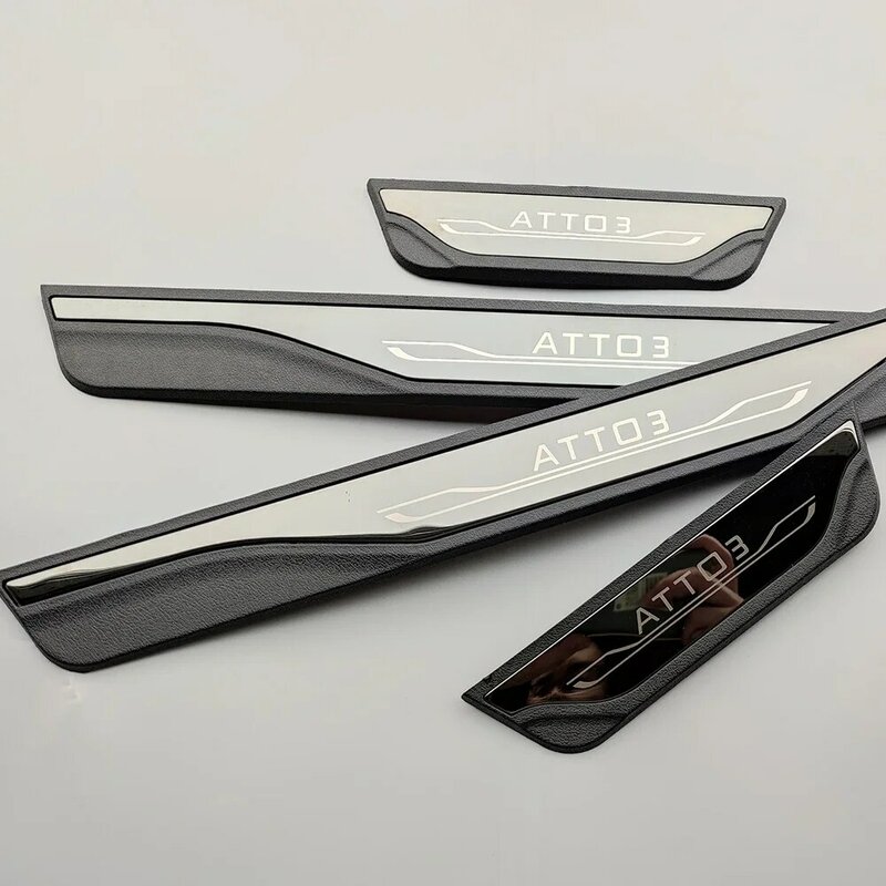 Door Sill Protector Car For BYD ATTO 3 EV YUAN Plus 2023 Threshold Scuff Plate Stickers Stainless Steel Trim Accessories 2024