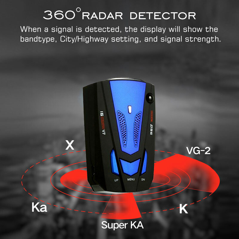 KOOJN-Carro Montado Detector Radar, Anti GPS, Alarme de Velocidade 360 °, Alarme por Voz, Tela LED de 16 Bandas, 12V
