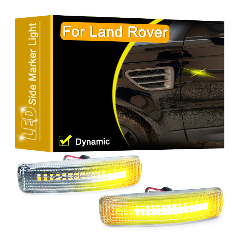 12V Clear Lens Dynamic LED Side Marker Lamp Assembly For Land Rover Range Rover Freelander/2 Discovery 3/4 Turn Signal Light