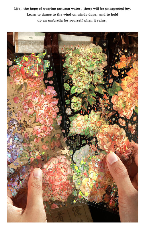 Adesivos decorativos transparentes, PET Hot Stamping, medusa urso bonito, florais para cães, bronzear a laser, 3 folhas por pacote