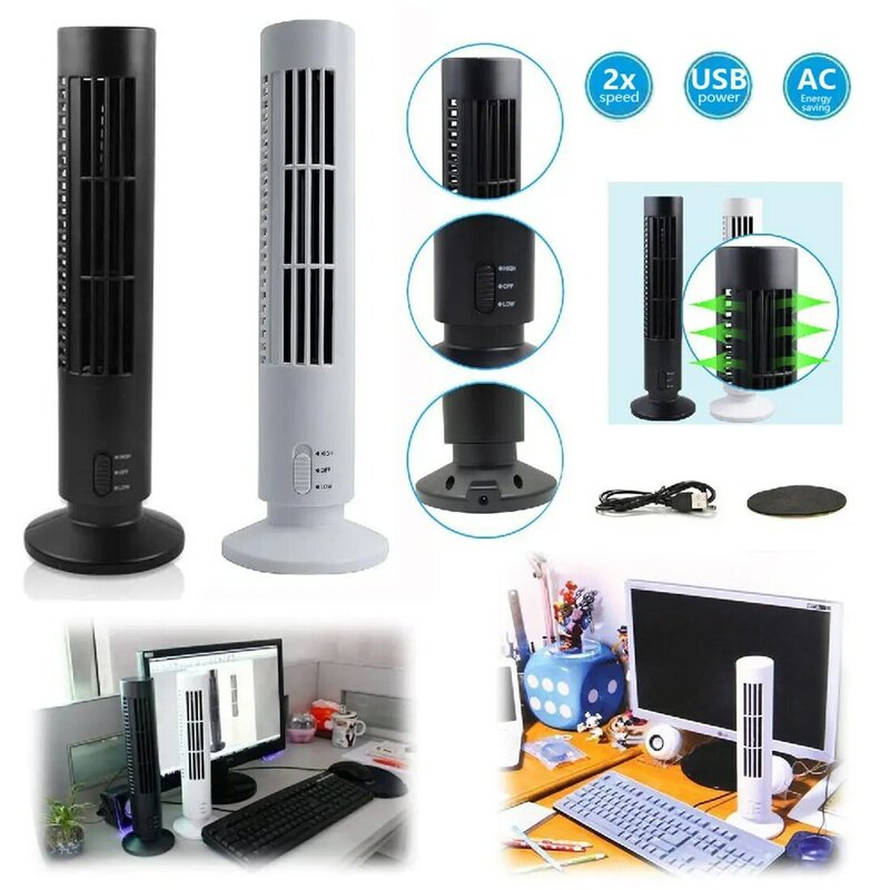 Ventilador portátil USB Bladesess, ar condicionado silencioso, purificador de umidificador, torre de verão multifunções, desktop