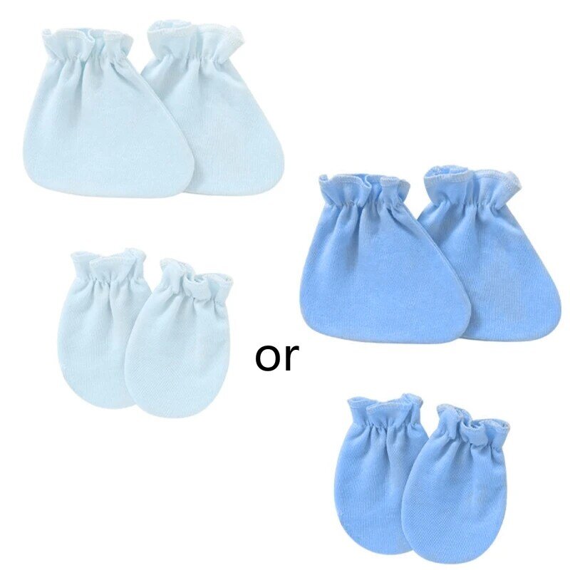 Conjunto meias sem arranhões, luvas anti-arranhões, proteção para os pés, luvas para bebês recém-nascidos 0 a 12 meses