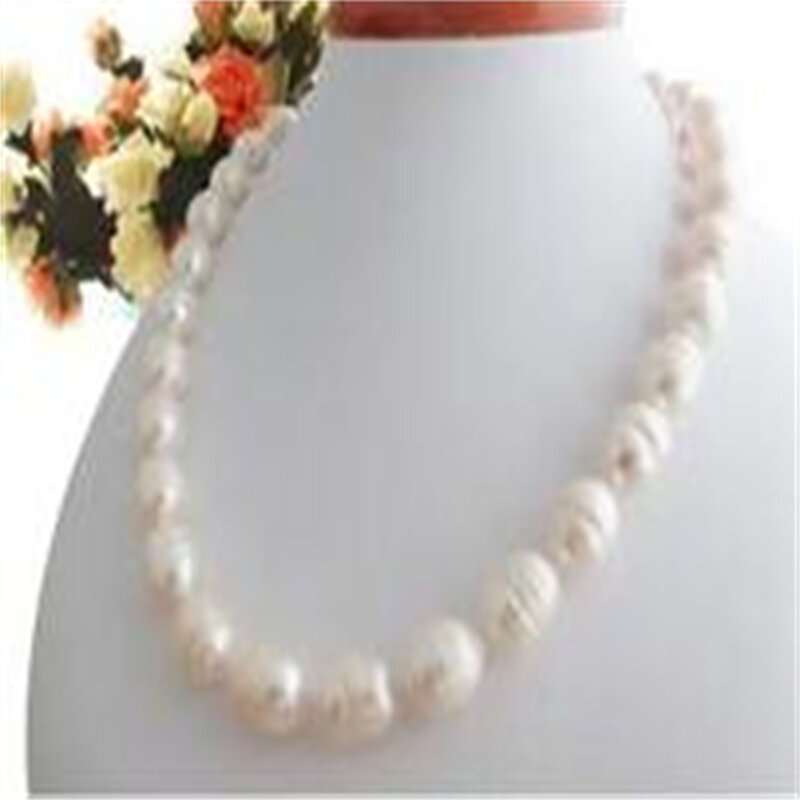 Collar de perlas clásicas de 11-12mm de color blanco, rosa y negro, Perla Natural de mar barroco, 18 pulgadas