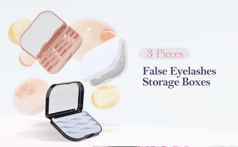 Portable Plastic False Eyelash Storage Box Three Pairs Eyelash Packaging Storage Box With Mirror Cosmetic Storage Tool