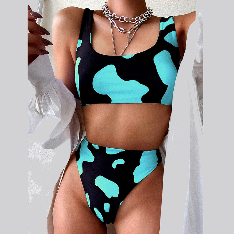 Conjunto de bañador de Anime para mujer, traje de baño brasileño de dos piezas de cintura alta, Bikini Sexy, ropa de playa 2022