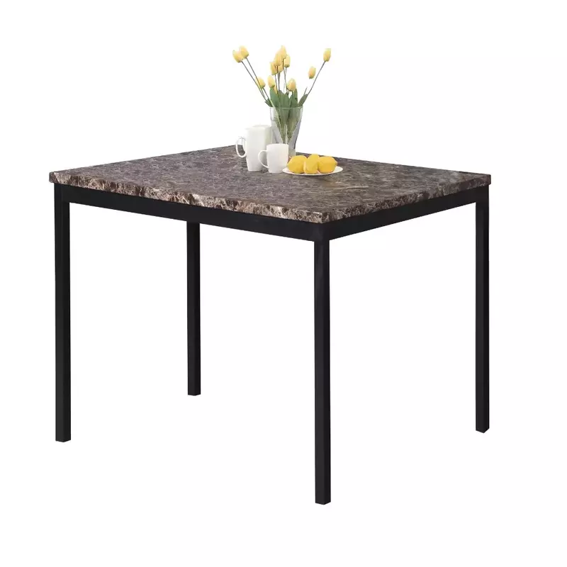 Mesa de comedor de altura de mostrador de Metal con parte superior de mármol falso laminado, mesas negras sin flete, muebles de comedor para el hogar