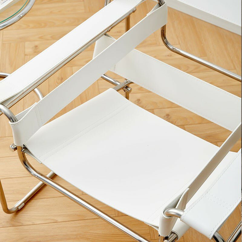 Escandinavo Saddle Leather Single Chair, Sofá preguiçoso, Cadeira de lazer em aço inoxidável, Lounge Chair