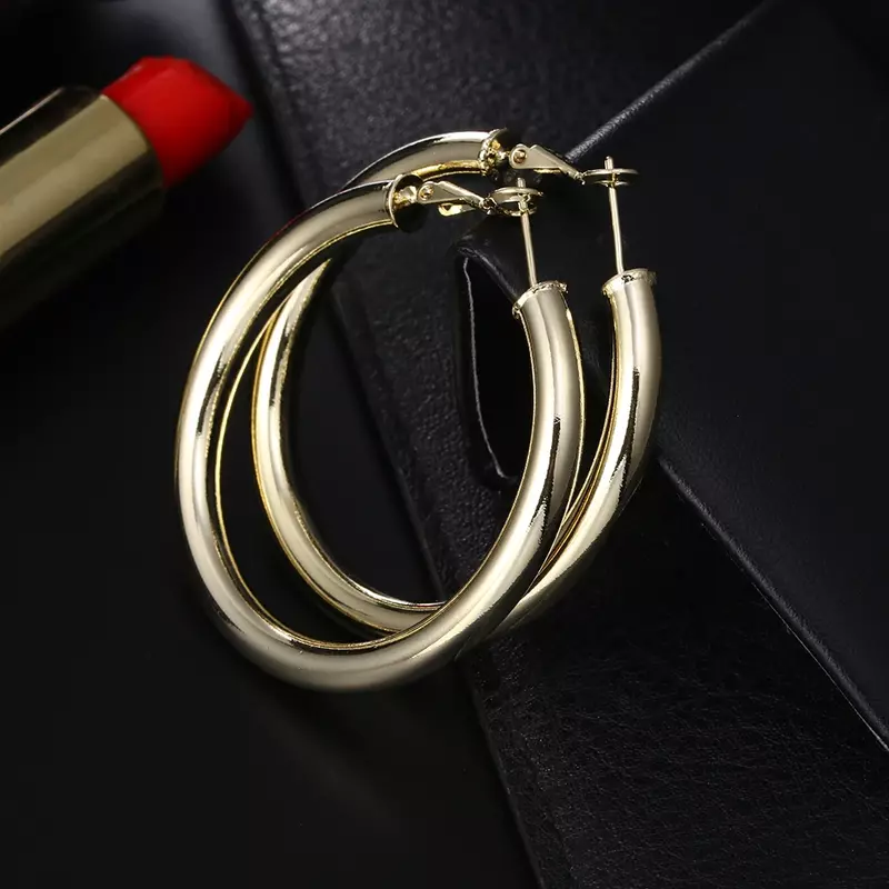 Charms 5MM Hoop Earrings Fine Fashion Party Jewelry 925 Sterling Silver for Woman Fine 18K Gold Earrings Christmas Gifts