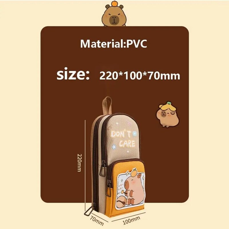 6 Floors and 11 Compartments Capybara Stationery Bag Instagram Style Large Capacity Stationery Supplies Metal Zipper