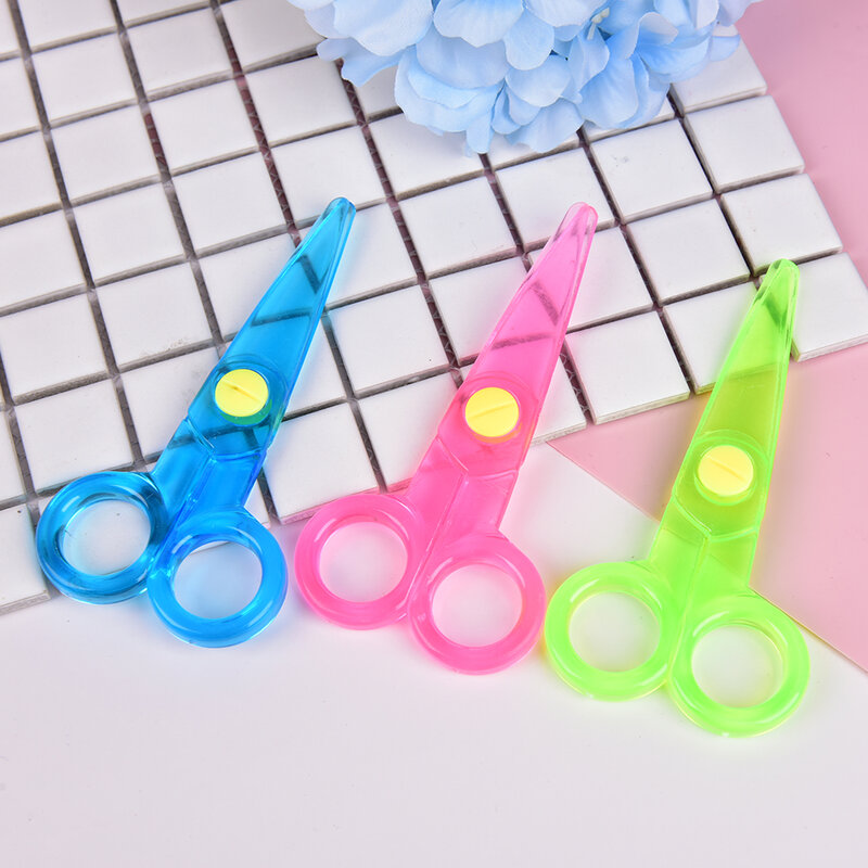 Plastic Safety Scissors Round Head Safety Scissors Stationery Student Kids DIY Paper Cutting School Supplies Random Color