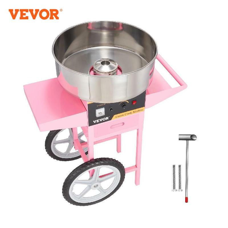 VEVOR Electric Cotton Candy Machine with Cart 1000W Commercial Floss Maker with Stainless Steel Bowl Sugar Scoop and Drawer