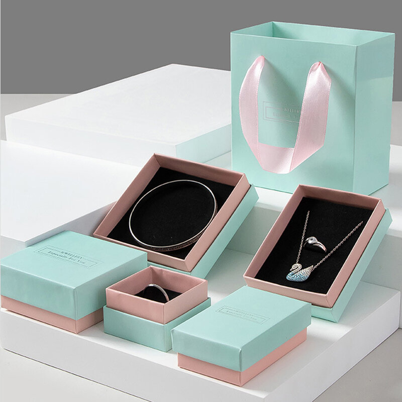 ใหม่ INS กล่องเก็บเครื่องประดับ earnail แหวนต่างหูสร้อยคอสร้อยข้อมือที่เก็บของขวัญกล่องกระดาษขาวดำ