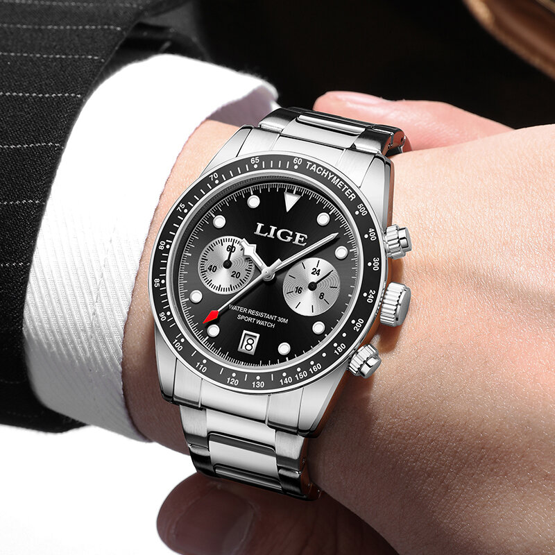 LIGE Top Brand Luxury Quartz orologi da uomo Fashion Business Casual Sport orologio da polso luminoso con cronografo da uomo impermeabile in acciaio inossidabile