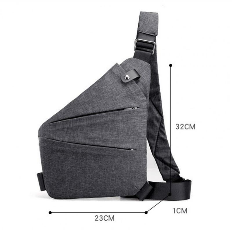 Bolsa de ombro com alça ajustável masculina, bolsa anti-roubo de peito, grande capacidade, fecho de zíper, portátil, resistente a rasgos