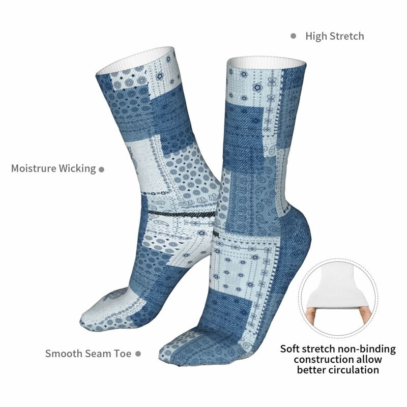 Calcetines deportivos de compresión para mujer, medias de tela vaquera con estampado de cachemir, 2022