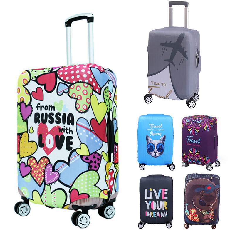Funda protectora elástica para maleta, Protector de equipaje con estampado de oso y corazón de dibujos animados, antipolvo, accesorios de viaje, 18-32 pulgadas