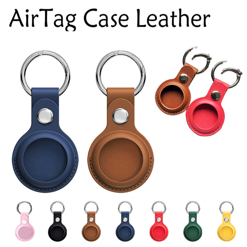 Leder Keychain für Apple Airtags Fall Schutzhülle Bumper Shell Tracker Zubehör Anti-scratch Air Tag Key Ring Halter