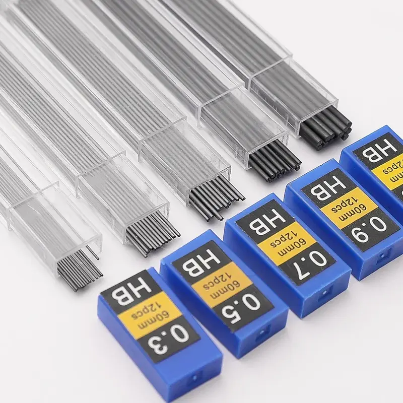 금속 기계식 연필 드로잉 자동 HB 연필 세트, 리드 포함, 사무실 학교 필기 미술 용품, 0.3, 0.5, 0.7, 0.9, 1.3, 2.0mm