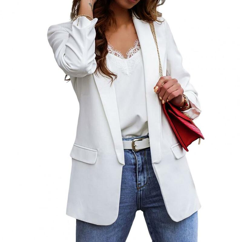 Damska jesienna marynarka w jednolitym kolorze kieszenie w stylu Cardigan formalne długie rękawy damska garsonka płaszcz ubrania damskie