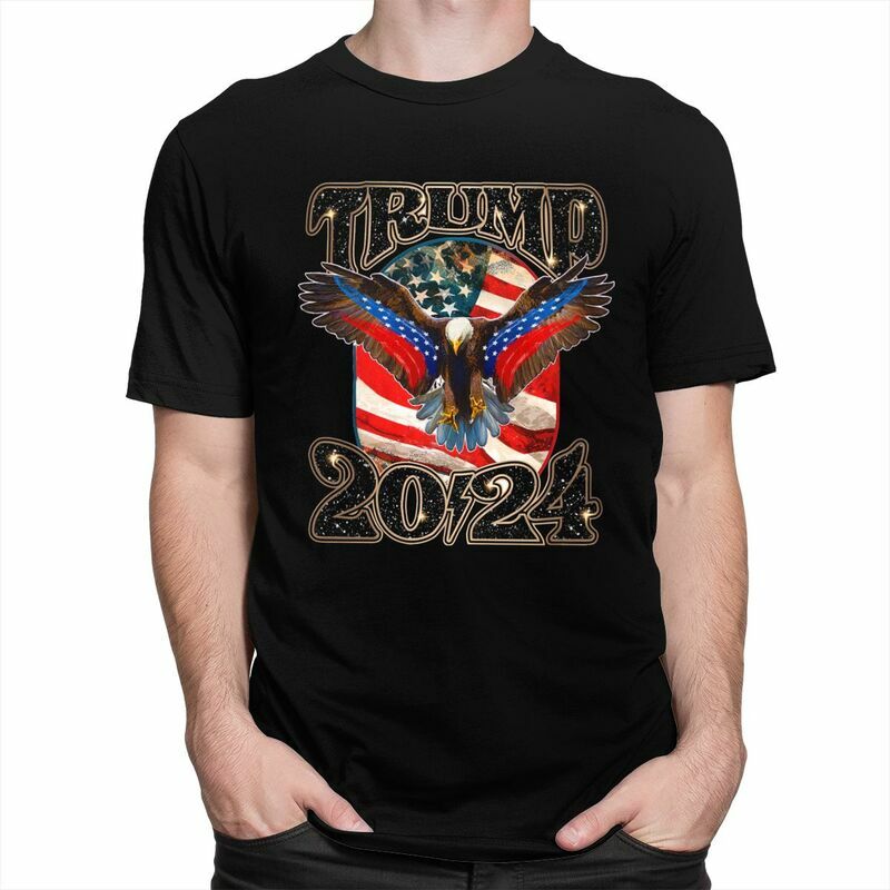 T-shirt de algodão puro para homens, manga curta, bandeira nós, slim fit, moda, América, águia, 2024