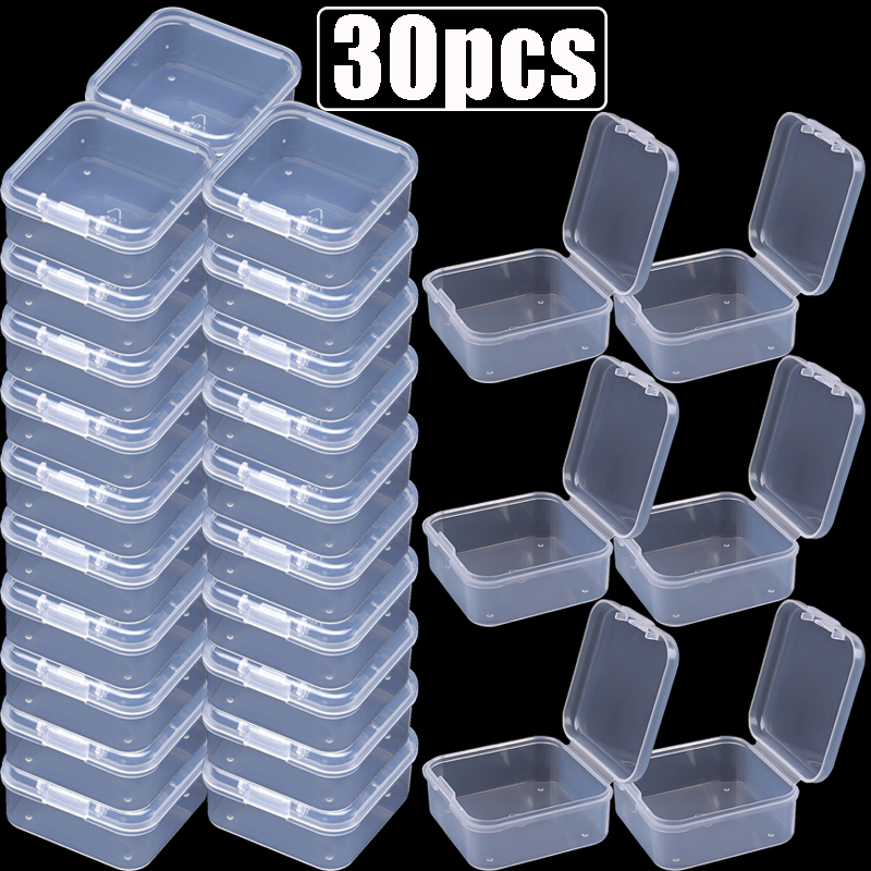 30PCS Square Transparent Jewelry Storage Box Flip Seal Plastic Dustproof Storage Case Clamshell Jewelry Packag Display Container