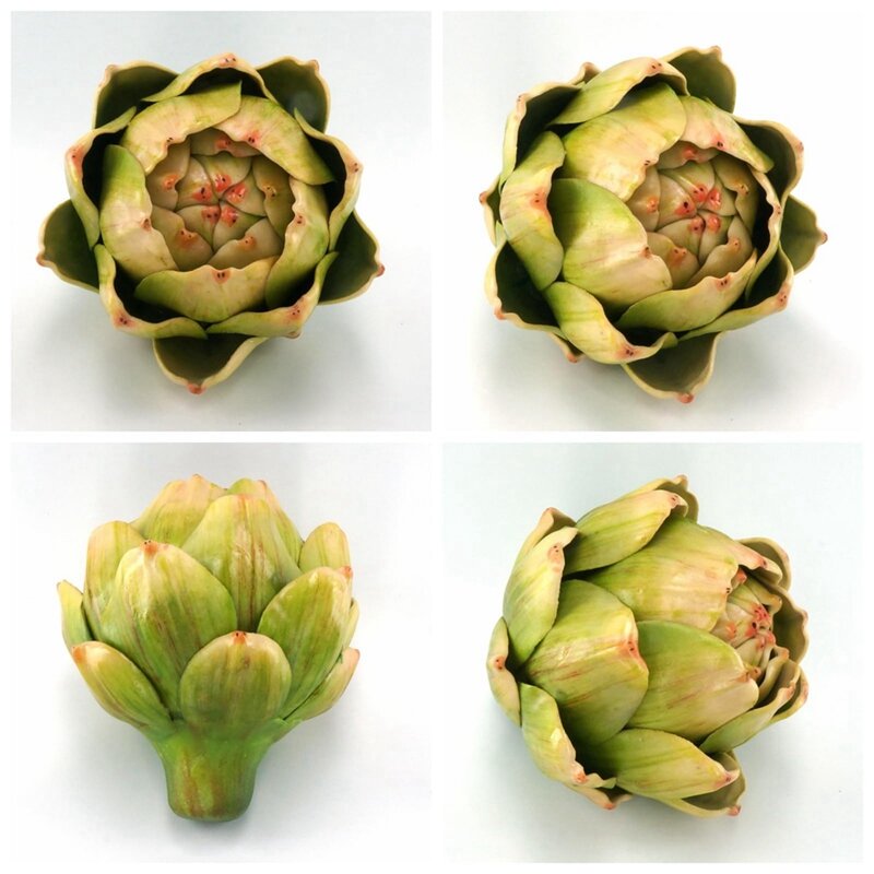 Alcachofas artificiales verdes, frutas y verduras realistas para decoraciones de relleno de cuencos y jarrones de cocina