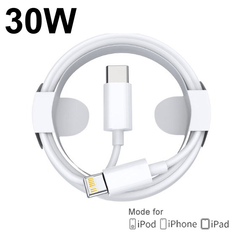 Cable USB tipo C de carga rápida, Cable Lightning para Apple iPhone 14, 13, 12, 11, accesorios para teléfono, 30W PD