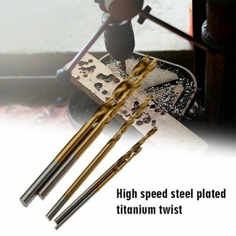 Gold/Sliver 50 PCS Titanium Coated HSS Fashion Steel Drill Bit Set Tool 1/1.5/2/2.5/3mm Drill Reliable Twist Design Bit Tools