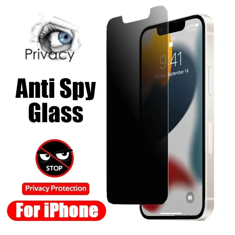 Protetor de Tela Anti-Espião para iPhone, 14, 13, 12, 11 Pro Max, 13 Mini, 14, 8 Plus, X, XR, XS, SE, Vidro Temperado, Privacidade, 2022