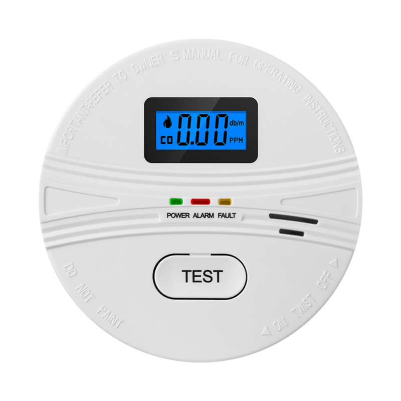 CO & Smoke Alarm para Casa e Cozinha, Detector de Monóxido de Carbono, Detector de Fumaça, Tela LCD, 85DB, 2 em 1