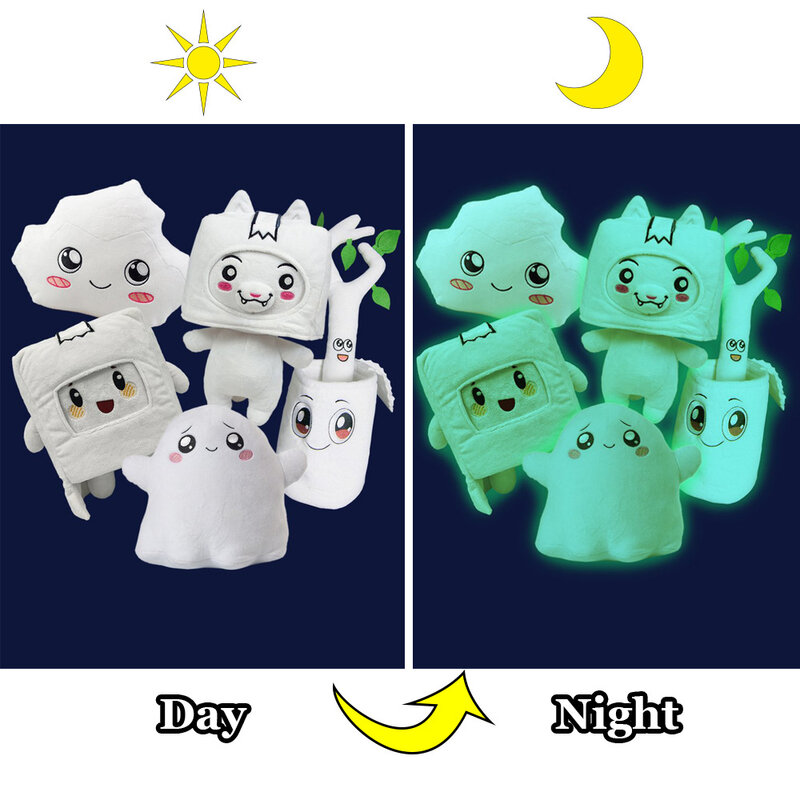 Brinquedo macio removível Ghosty, Glow In The Dark Plush, Kawaii Foxy Boxy, boneca girada para crianças, presente para menina, travesseiro de cama