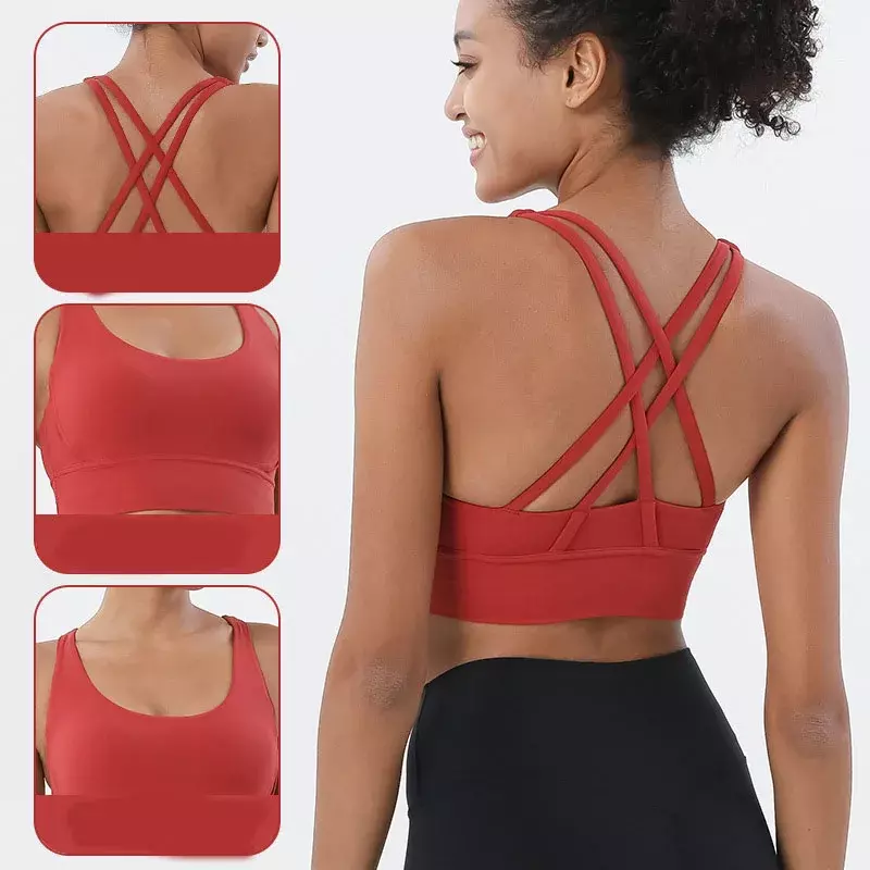 New Double-sided Cross Back Sports Bra Fitness Vest High Waisted Peach Buttocks Lifting Sports Fitness Pants Set