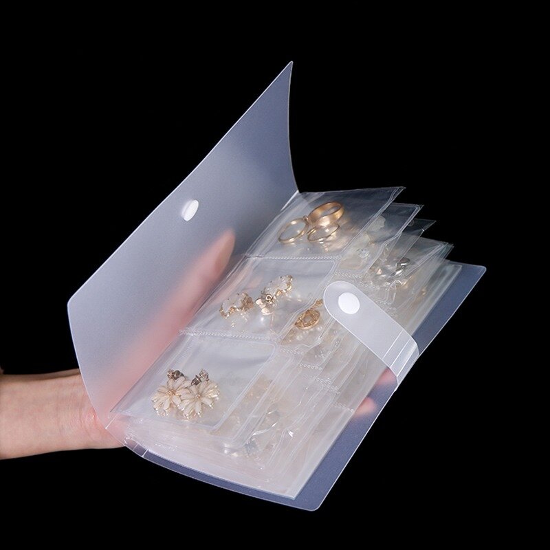 Bolsa de almacenamiento de joyas a prueba de polvo, bolsa de plástico transparente de gran capacidad, álbum pequeño, accesorio de joyería para niña