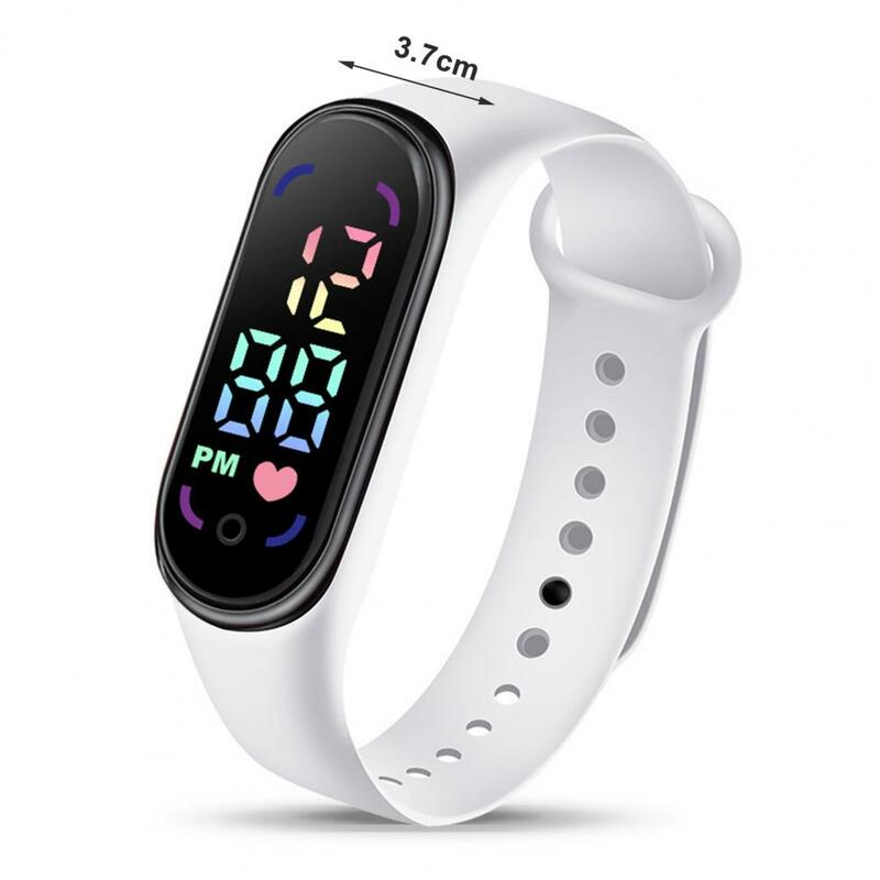 Student Children Electronic Watch Waterproof Sports Bracelet With LED Display Rounded Dial Adjustable Strap Digital Watch