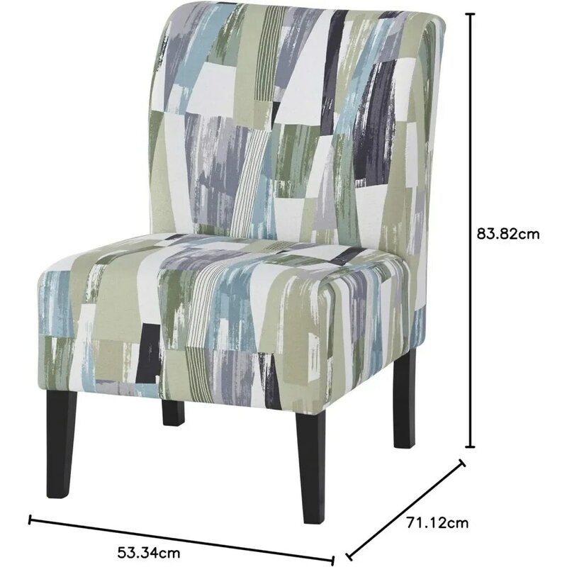 애슐리 트립티스 추상 인쇄 디자인, 현대 악센트 의자, 그린, 블루, 화이트
