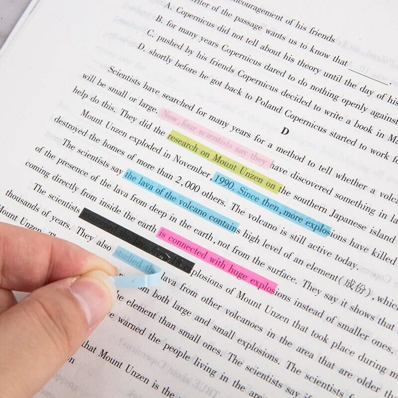 Pegatinas de colores fluorescentes transparentes, tira muy fina de índice, para escribir, poste transparente, 300 piezas