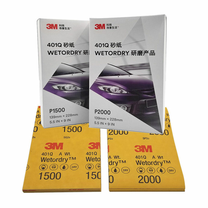 Papel de lija P2000 P1500 para reparación fina de pintura de coche, P1200 P1000 lija de belleza, original, 3M401Q, 10/20/50/100/200 piezas
