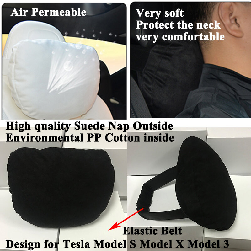 Reposacabezas de asiento de coche para Tesla modelo 3, almohada para el cuello, Modelo S, modelo X, cojín de memoria suave Y cómodo, funda protectora, accesorios
