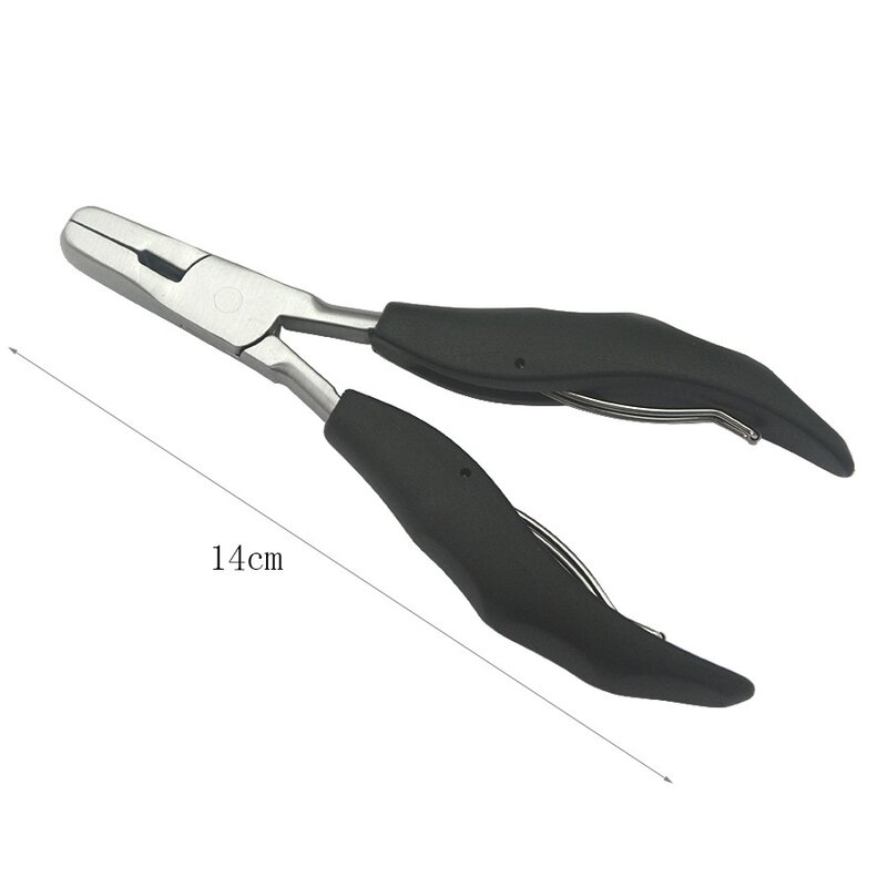 1Pc Black Flat Shape Plier with Small Grooves Pre-Bonded Hair Extension Clamp