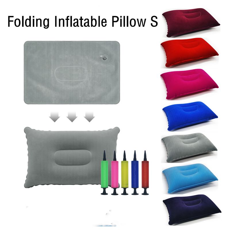 Portátil Fold Outdoor Travel Sleep Pillow, barraca de acampamento travesseiro inflável, avião, descanso do hotel, travesseiros confortáveis do sono