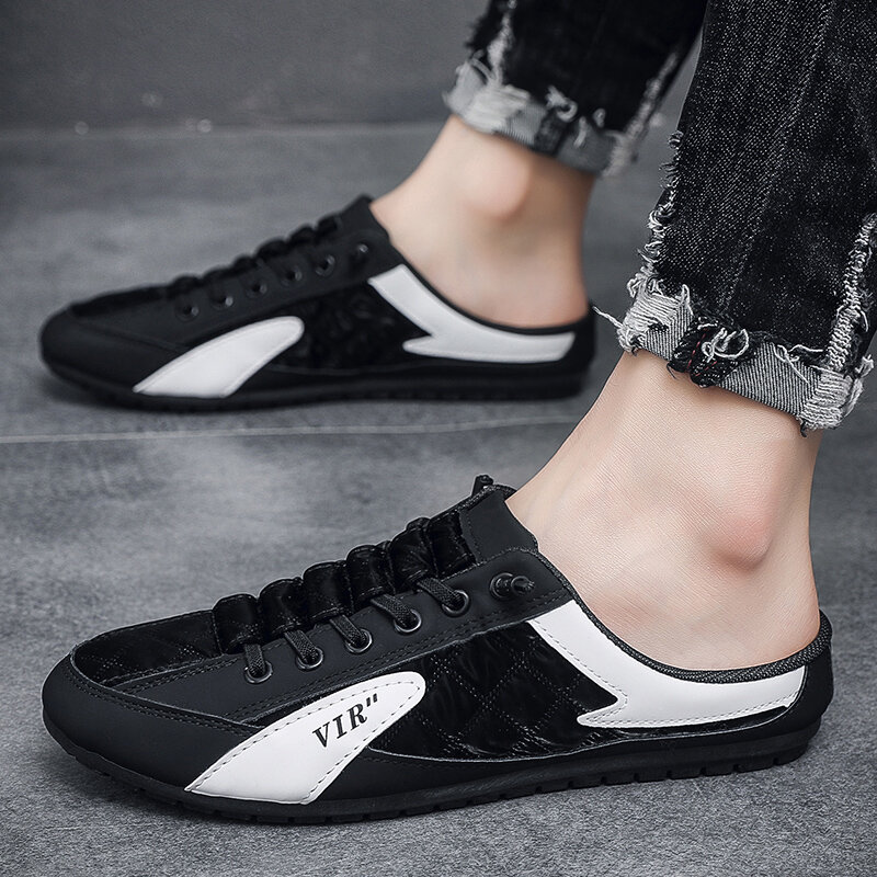 Summer Peas Shoes for Men Fashion Trend Mixed Color Sports Casual Shoes Comfortable Non-slip Outdoor Walking Male Half Slippers