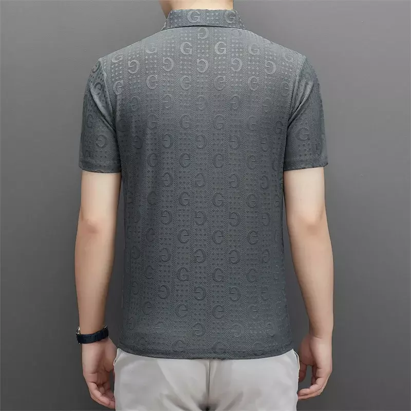 Men's Summer Business Casual Loose and Comfortable Fashion Printed Flawless Polo Shirt